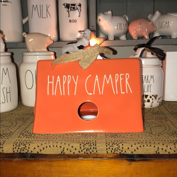 Rae Dunn Other - Rae Dunn HAPPY CAMPER Tent Shaped Birdhouse Orange